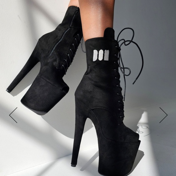 DOM DANCING ANKLE BOOTS BLACK VEGAN SUEDE BASE LINE SIZE 7 - Picture 3 of 13